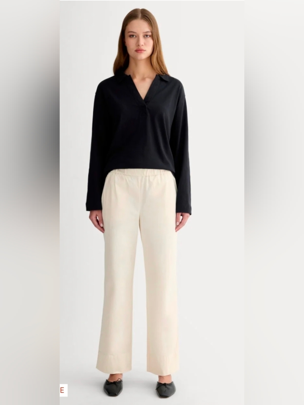 Everlane Wide-Leg Elastic-Waist Cotton The Easy Pant
